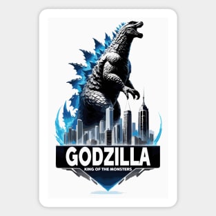 Godzilla city king blue lights Magnet